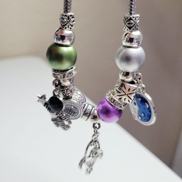 NWT Pandora Style Charm Bracelet Space Rocket Astronaut Enameled Charms Medium - Picture 4 of 12